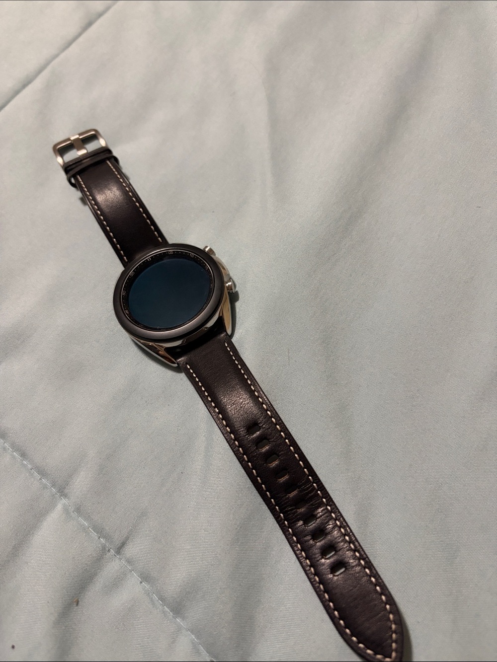 Samsung 3 41 mm Bluetooth WiFi Black Leather-Band Smartwatch with Silver Bezel